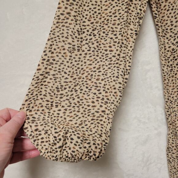Abercrombie & Fitch Cheetah Print Tiered Dress Women's XS Balloon Sleeve Pockets - Picture 4 of 8